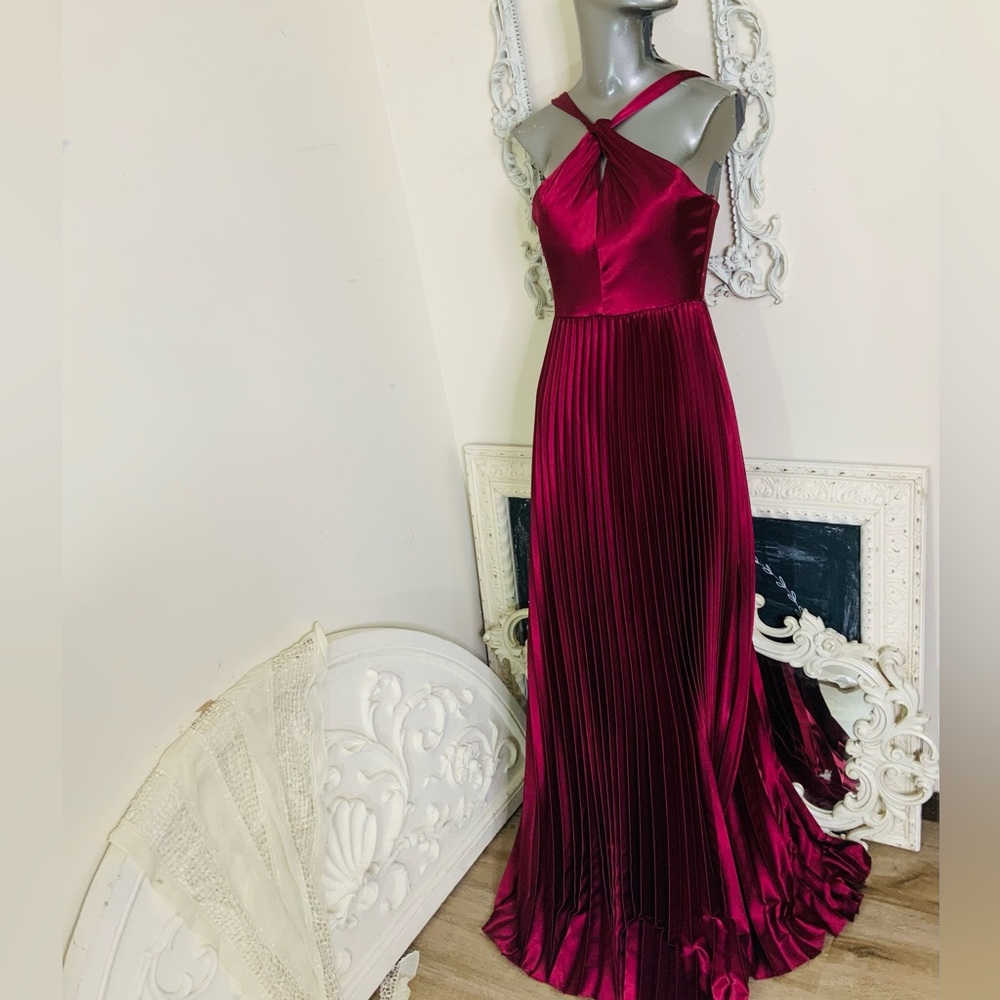 Sequin Hearts Pleated Maxi Halter Dress